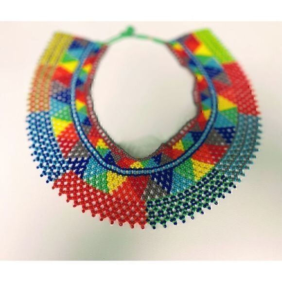 New Beautiful Handmade Colorful Beaded Mexican Collar Necklace - Picture 2 of 5